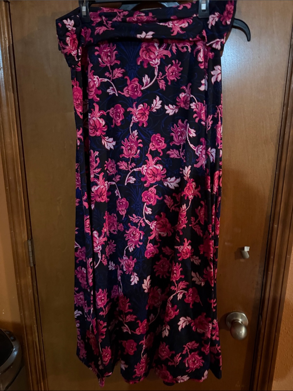 LuLaRoe Black Skirt with Pink Floral Print